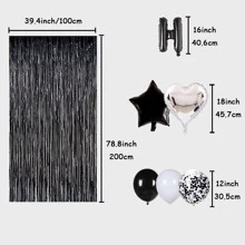 Birthday Party Decorations - Happy Birthday Balloon Banner, Gold Foil Tassel Curtain, Suitable For Men And Women, Birthday Party Decorations - Black and White - View 3