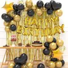 Verjaardagsfeestdecoraties Happy Birthday Ballonnen Banner Gouden Folie Fringe Gordijn Voor Mannen Vrouwen Verjaardagsfeestdecoratie