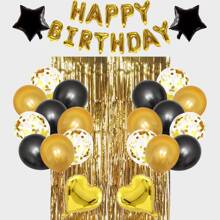 Verjaardagsfeestdecoraties Happy Birthday Ballonnen Banner Gouden Folie Fringe Gordijn Voor Mannen Vrouwen Verjaardagsfeestdecoratie