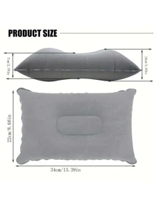 1pc Inflatable Pillow, Suitable For Office, Car, Camping, Hiking, Napping, Can Support Neck And Waist - Grey - View 3