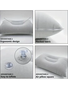 1pc Inflatable Pillow, Suitable For Office, Car, Camping, Hiking, Napping, Can Support Neck And Waist - Grey - View 5
