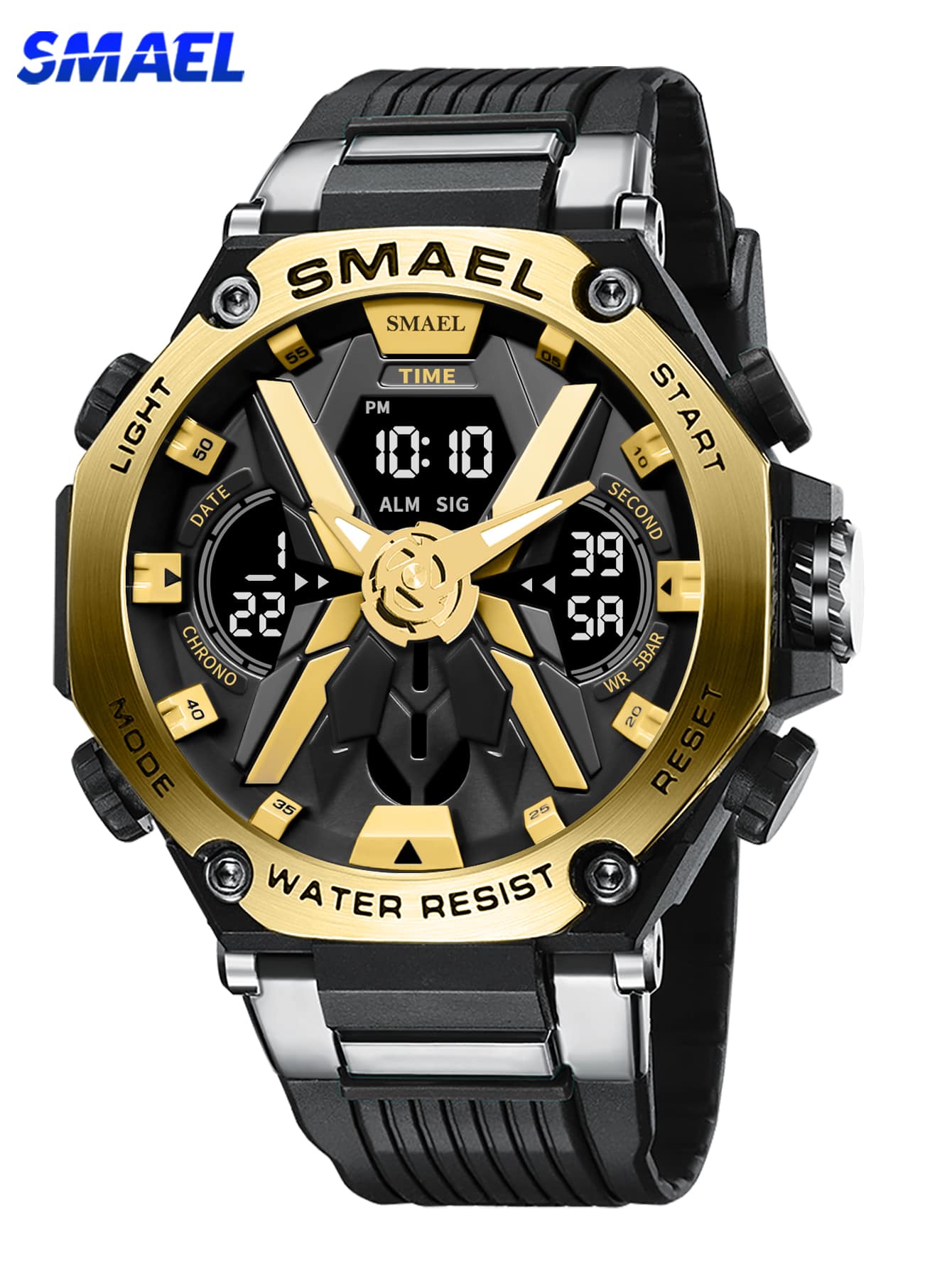 SMAEL Reloj electrónico multifuncional para hombre con caja de aleación Smae - Dorado - Ver 1