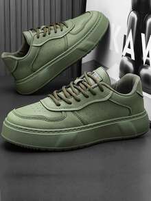 男士時尚運動綠色系綁帶戶外休閒運動鞋