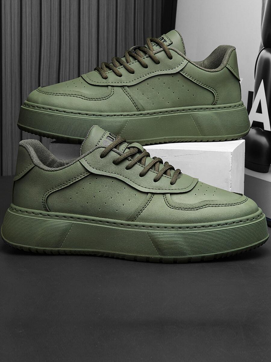 男士時尚運動綠色系綁帶戶外休閒運動鞋