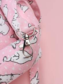 1pc Pink Canvas Bunny Patterned Hook Buckle Thickened Pet Hammock For Medium And Small Rabbits To Sleep On In Autumn And Winter - Pink - View 6