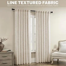 Flax Curtains, Natural Linen Textured Drapes Rod Pocket, Semi Sheer,  Curtains Panels for Back Tab, for Farmhouse/Bedroom/Living Room/Window (2-Pack, 50 x 108 inch) - Light Coffee - View 9