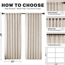 Flax Curtains, Natural Linen Textured Drapes Rod Pocket, Semi Sheer,  Curtains Panels for Back Tab, for Farmhouse/Bedroom/Living Room/Window (2-Pack, 50 x 108 inch) - Light Coffee - View 3