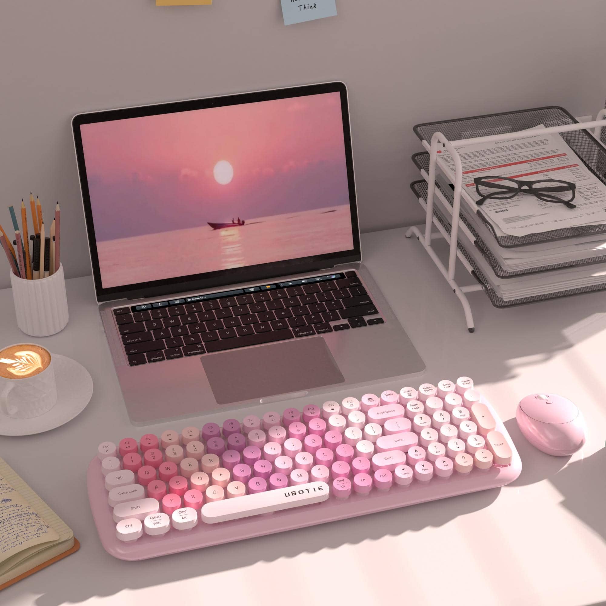 Wireless Keyboards and Mouse Combos, UBOTIE Colorful Gradient Rainbow