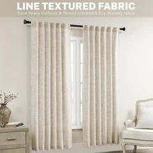 Flax Curtains, Natural Linen Textured Drapes Rod Pocket, Semi Sheer,  Curtains Panels for Back Tab, for Farmhouse/Bedroom/Living Room/Window (2-Pack, 50 x 108 inch) - Light Coffee - View 8