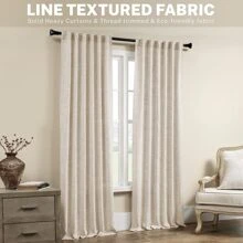 Flax Curtains, Natural Linen Textured Drapes Rod Pocket, Semi Sheer,  Curtains Panels for Back Tab, for Farmhouse/Bedroom/Living Room/Window (2-Pack, 50 x 108 inch) - Light Coffee - View 10