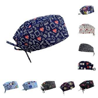 1pc Adjustable Printed Scrub Cap/Short Hair Cap/Work Cap Surgical Cap Working Hat Adjustable Nurse Hat For Women Valentine's Day Valentines