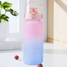 1個2升大容量漸變色霧面運動水瓶,配有手柄和刻度,漸變粉紅色 - 粉色 - 查看 12