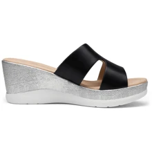 Women's Sandals Platform Peep Toe Wedge High Heel Slip On Shoes - 黑色 - 查看 4