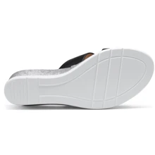 Women's Sandals Platform Peep Toe Wedge High Heel Slip On Shoes - 黑色 - 查看 6