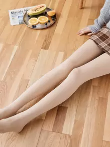 女士纯色抓绒打底裤，60克重，柔软透气，适合日常穿着，秋冬季节适用。 - 杏色 - 查看 2