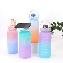 1個2升大容量漸變色霧面運動水瓶,配有手柄和刻度,漸變粉紅色 - 粉色 - 查看 20