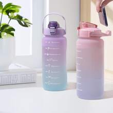 1個2升大容量漸變色霧面運動水瓶,配有手柄和刻度,漸變粉紅色 - 粉色 - 查看 18