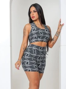 SHOWOFF Women Sports Sets - Blanco y Negro - Ver 1