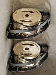 1 件装黑色转角浴室收纳架，无需钻孔，浴室配件 - 黑色 - 查看 3