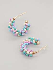 1 đôi Boho Hạt đầy màu sắc Wrapped Vòng khuyên tai Thích hợp Đối với Của phụ nữ Mặc hàng ngày - Nhiều màu - Xem 3