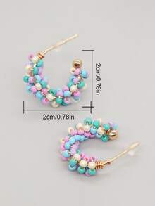 1 đôi Boho Hạt đầy màu sắc Wrapped Vòng khuyên tai Thích hợp Đối với Của phụ nữ Mặc hàng ngày - Nhiều màu - Xem 2