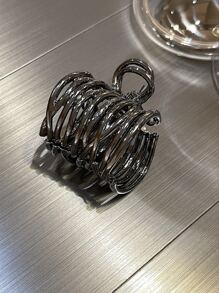 1个女士金属高马尾发爪夹，适合女性发饰、派对、Y2K风格发夹、发卡、发夹、发抓夹，优雅秋冬度假装扮，夏季海滩风情。 - 銀色 - 查看 7