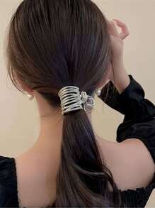 1 件女士金属高马尾夹，时尚发爪夹发饰街头头饰发夹发夹发夹发夹发夹，优雅秋冬发饰，适合女士度假装扮