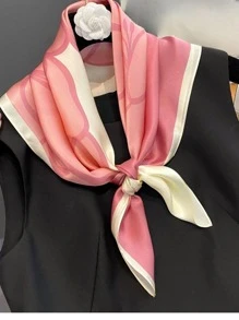 1 chiếc khăn quàng cổ in màu hồng Sakura lãng mạn dành cho nữ, có thể đeo làm khăn quàng cổ trang trí, khăn choàng, khăn quàng vuông. Thích hợp cho mọi mùa, mặc hàng ngày, đi lại và dự tiệc - Hồng - Xem 1
