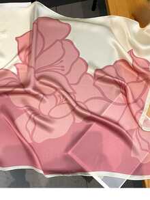 1 chiếc khăn quàng cổ in màu hồng Sakura lãng mạn dành cho nữ, có thể đeo làm khăn quàng cổ trang trí, khăn choàng, khăn quàng vuông. Thích hợp cho mọi mùa, mặc hàng ngày, đi lại và dự tiệc - Hồng - Xem 2