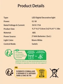 1 pieza Luz de la decoración ABS decorativo modernista número diseño LED para casa - Amarillo - Ver 6