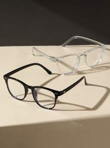 2 件装塑料几何透明眼镜，适合日常看电视、办公室阅读配件 - 彩色 - 查看 3