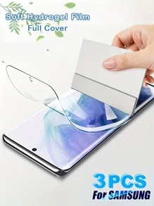 3 件全覆盖水凝胶膜软屏保护膜,兼容三星全覆盖,易于安装,高清清晰,无气泡,防刮擦和防碎水凝胶膜软屏保护膜(非钢化玻璃),生日/复活节/总统日/圣诞节/家人/朋友/男孩/女朋友的礼物,生日、家人、朋友的礼物,手机屏幕保护膜,手机配件,防水防震,防摔,防摔,防刮擦,防指纹 - 無色 - 查看 2