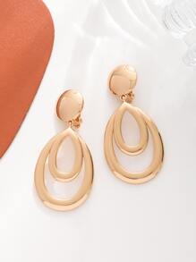 1對水滴夾時尚簡約女士禮品派對耳夾 - 金色 - 查看 3