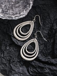 1對水滴時尚簡約女士禮品派對耳環 - 銀色 - 查看 3