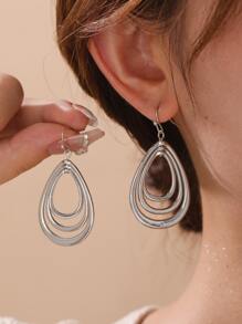 1對水滴時尚簡約女士禮品派對耳環 - 銀色 - 查看 1