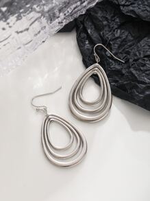 1對水滴時尚簡約女士禮品派對耳環 - 銀色 - 查看 2