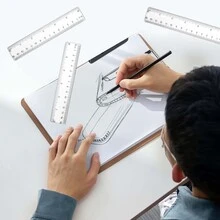 8入組15cm塑膠尺,透明尺,直尺,直尺測量工具,清晰透明尺,帶公制和英制刻度尺,適用於學校辦公室和家庭 - 彩色 - 查看 5