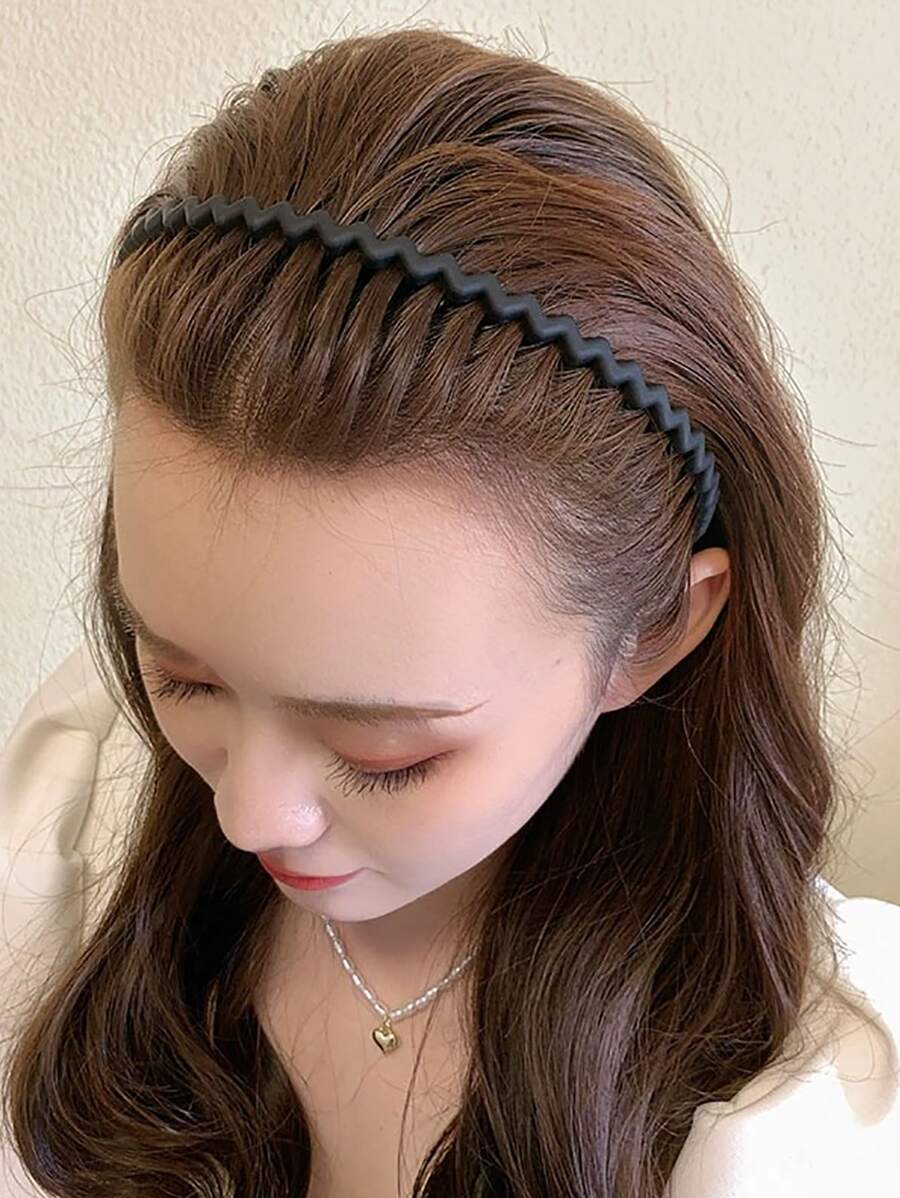 1入組鑲嵌水鑽絨面齒式防滑頭帶 - 黑色 - 查看 1