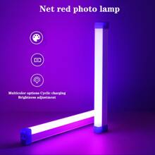 Led Rgb夜燈攝影補光燈彩色氛圍燈管棒燈磁吸式充電房間裝飾燈 - 紫色 - 查看 2