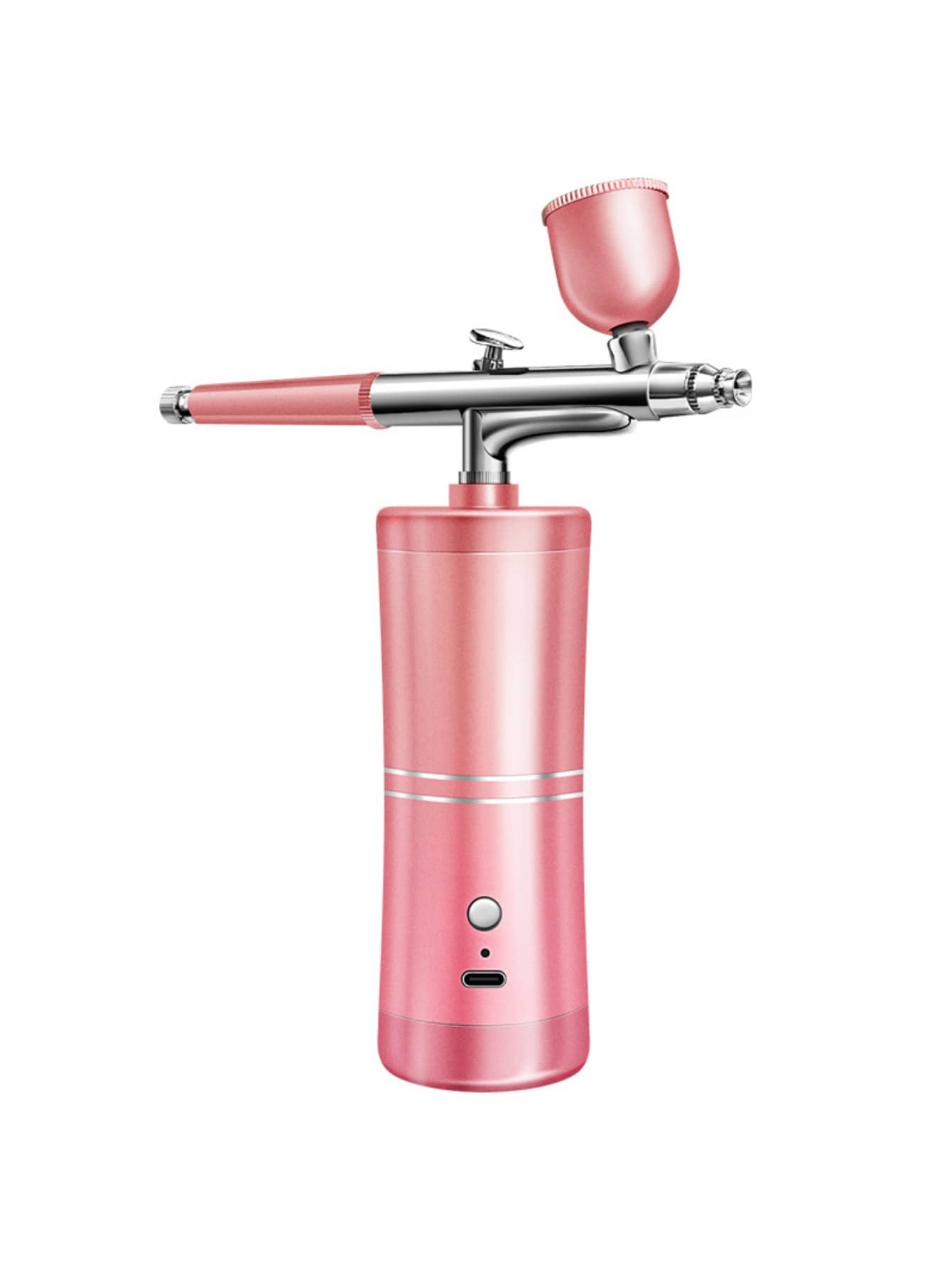 Airbrush Kit, Mini Portable Handheld Compressor With Air Brush Spray Gun For Makeup Cake Decorating Model Coloring Manicure Tattoo Drawing Art - Pink - View 1