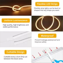 Bedside Led Strip Lights For Bedroom With Self-adhesive Flexible Silicon Gel, Can Be Installed On Mirrors Or TV. USB Powered. Warm White 3000k - White - View 7