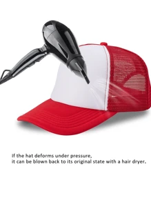 1pc Red & White Foam Mesh Baseball Cap, Trucker Hat, Suitable For Daily Wear - Red and White - View 5