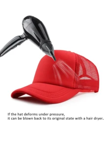 1 Pieza Gorra De Béisbol De Malla De Esponja Roja, Gorra De Camionero Adecuada Para Uso Diario - Rojo - Ver 6