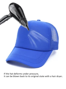 1頂海綿網眼藍色棒球帽,卡車司機帽,適用於日常使用 - 寶藍色 - 查看 6