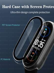 二合一硬质PC保护壳，带屏幕保护膜，兼容小米手环10/9/8/7/6/5/4/3 NFC智能手环保护膜，抗冲击防震，保护性强。 - 無色 - 查看 6