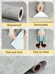 1pc Cement Gray Retro Cracked Waterproof Anti-Fouling Self-Adhesive Renovation Wallpaper For Home Decoration, Furniture, Room Background,Renovation Stickers Peel Wall Panels,Wall Paper, Wallpapers,Spring Decoration Items Refresh Your Home,Rama Decoration Stickers Gifts Birthday Graduation - Grey - View 6