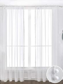 1pc Solid Color Lace Sheer Curtain For Bedroom/Living Room Window - White - View 2