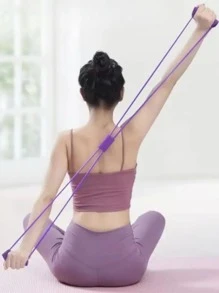1pc Thickened Latex Tube Unisex Sweat Absorbing Anti-slip Sponge Yoga Fitness Shoulder Opener Leg Trainer Resistance Band - Purple - View 6