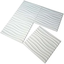 1/10/20 piezas de Paneles de pared 3D de diseño de pared de onda de PVC, Panel de pared 3D decorativo, 30cmx30cm Blanco/Negro, Pegatina de pared de decoración del hogar DIY - Blanco - Ver 8