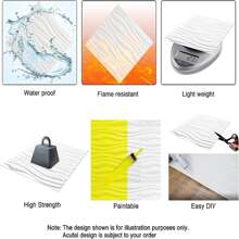 1/10/20 tấm ốp tường trang trí họa tiết sóng 3D, 30cmx30cm Trắng/Đen, Miếng dán tường trang trí nhà tự làm, Miếng dán cải tạo, Tấm ốp tường lột, Giấy dán tường, Giấy dán tường, Vật phẩm trang trí mùa xuân Làm mới ngôi nhà của bạn, Miếng dán trang trí lễ hội Quà tặng Sinh nhật Tốt nghiệp - màu đen - Xem 12